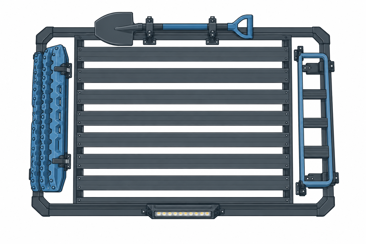 Example of separate accessory footprints arranged around one generic platform.