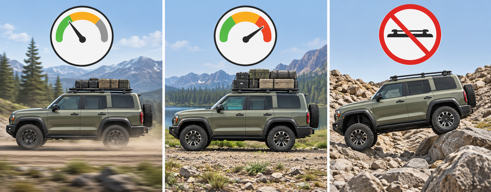 Separate moving, stationary, and tire-specific no-load conditions shown as distinct vehicle states.