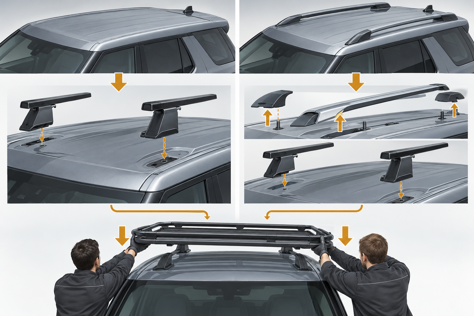 Top-down view of a tent underside, support rails, crossbars, and marked support positions; the arrows indicate a spacing measurement without a numeric value.